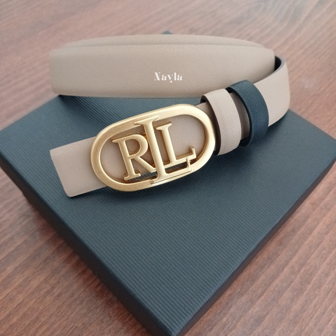 Ceinture Réversible RL - Beige/Noire
