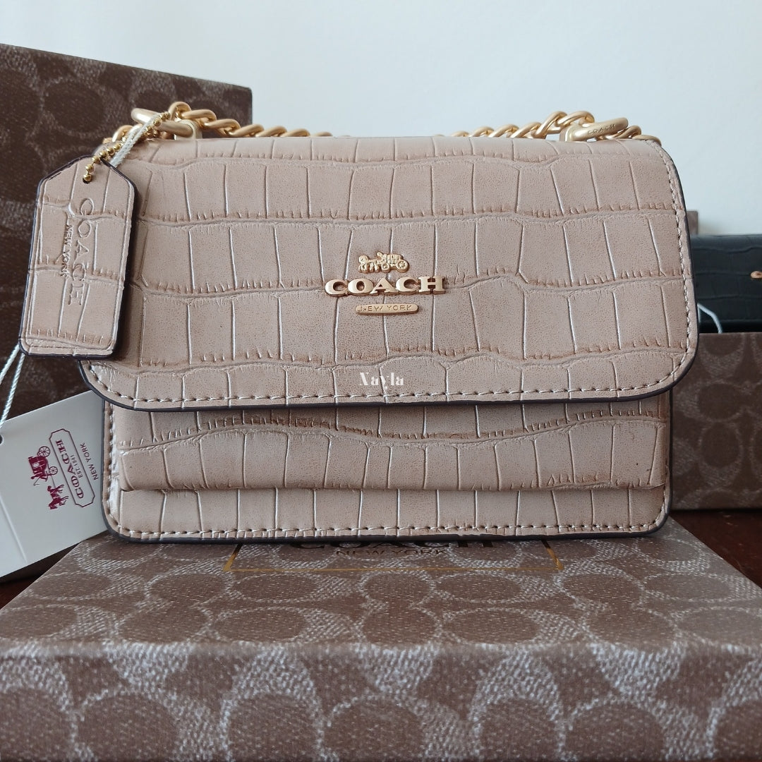 Mini Sac Klare Effet Croco - Beige