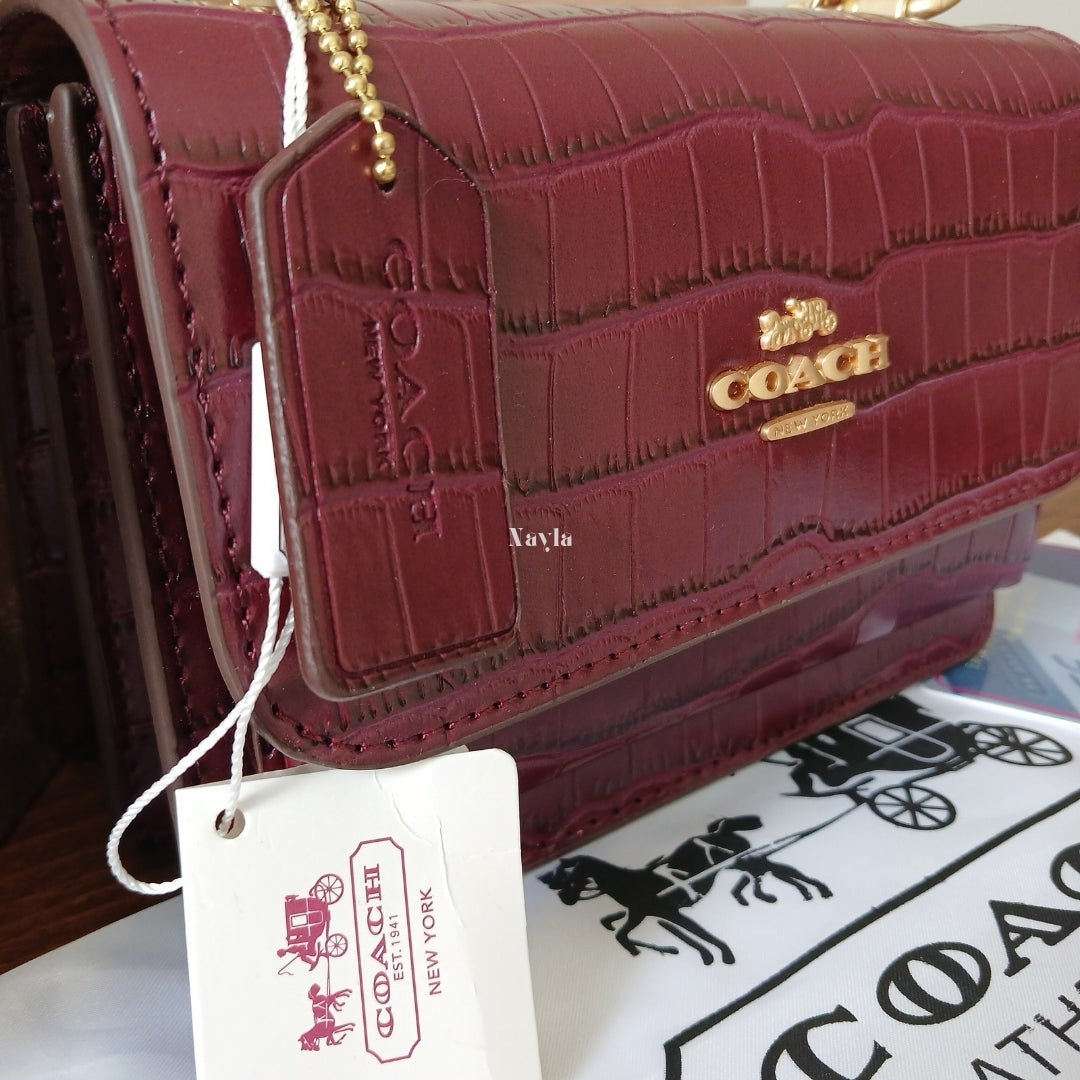 Mini Sac Klare Effet Croco - Bordeaux