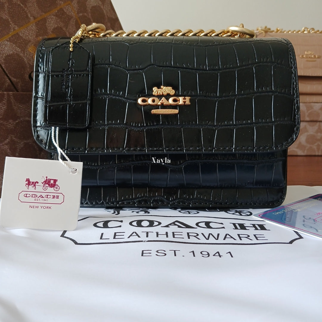 Mini Sac Klare Effet Croco - Noir