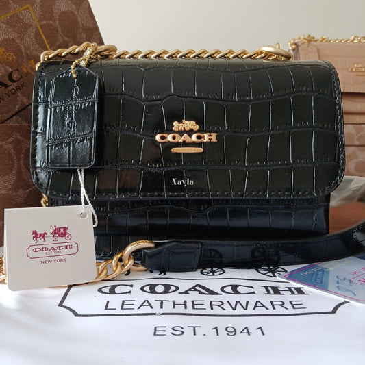 Mini Sac Klare Effet Croco - Noir