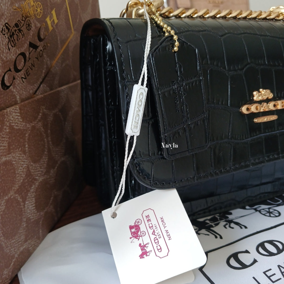 Mini Sac Klare Effet Croco - Noir