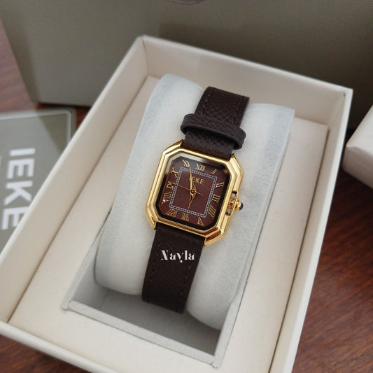 Montre IEKE originale Carré - Marron Chocolat