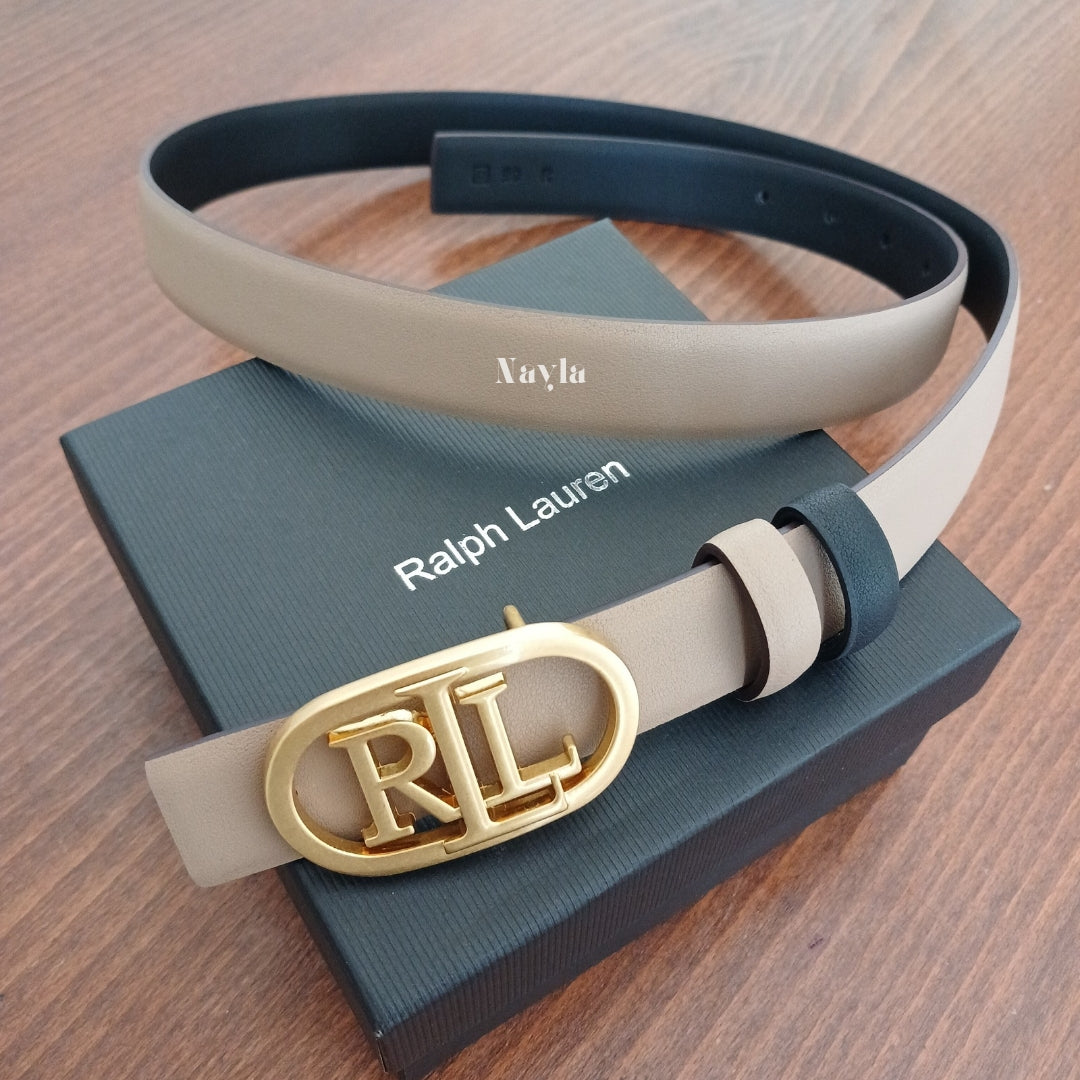 Ceinture Réversible RL - Beige/Noire