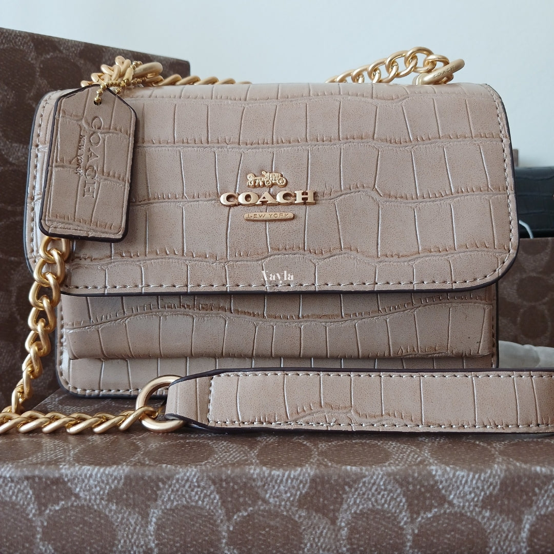 Mini Sac Klare Effet Croco - Beige