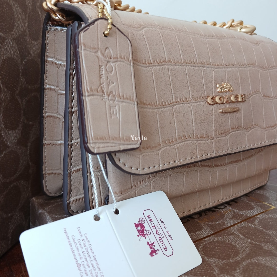 Mini Sac Klare Effet Croco - Beige