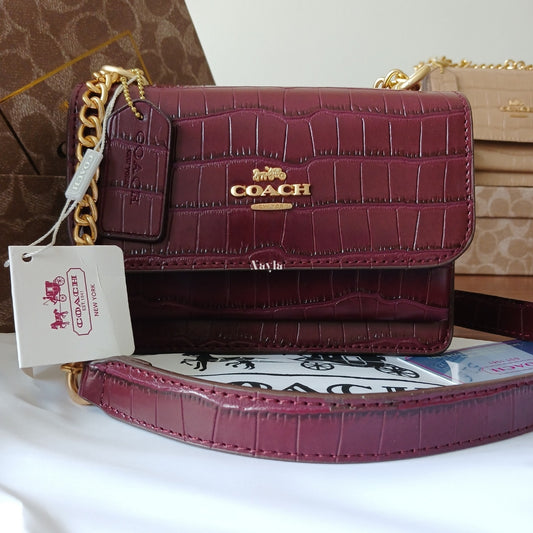 Mini Sac Klare Effet Croco - Bordeaux