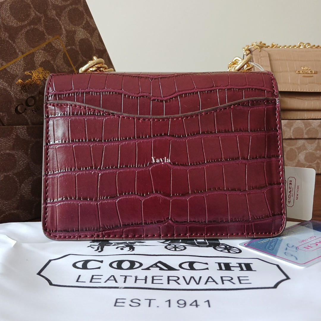 Mini Sac Klare Effet Croco - Bordeaux