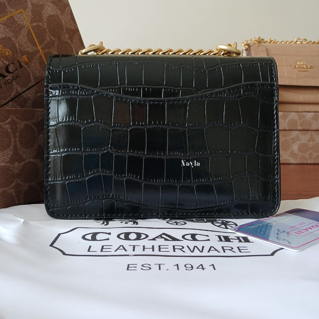 Mini Sac Klare Effet Croco - Noir