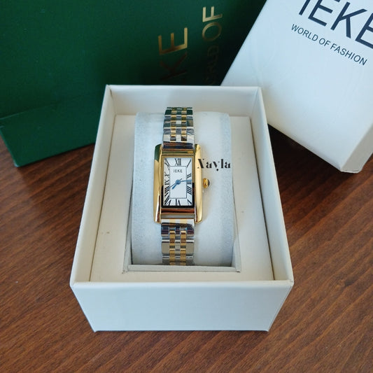 Montre IEKE Rectangulaire - Doré / Blanc