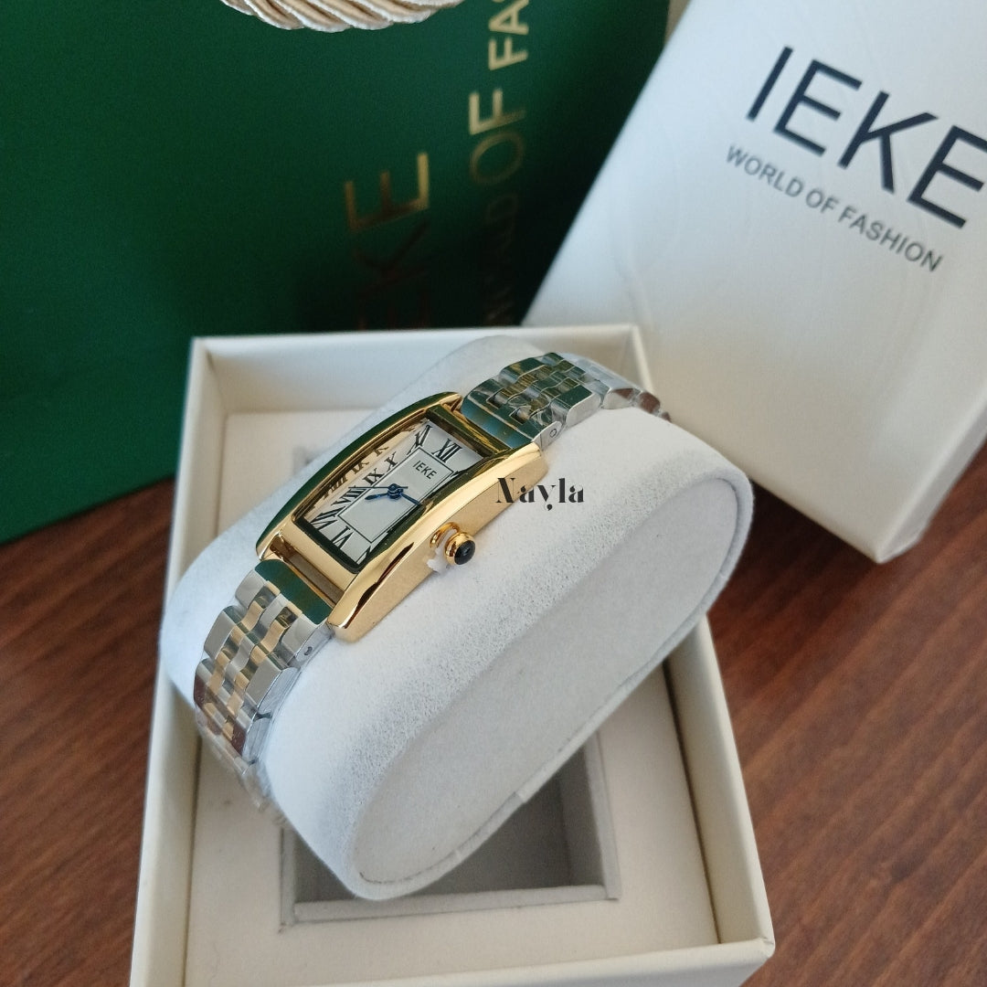 Montre IEKE Rectangulaire - Doré / Blanc