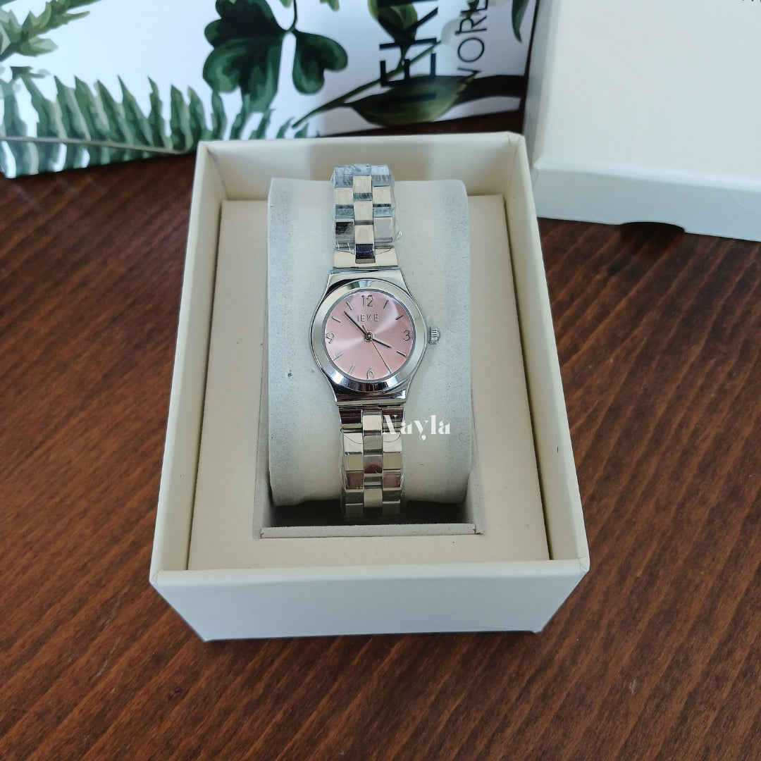 Montre IEKE originale - Argenté/Rose Bébé