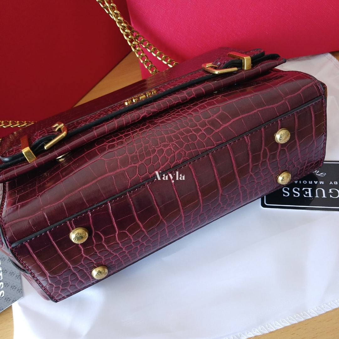 Sac à bandoulière Guess Croco - Bordeaux