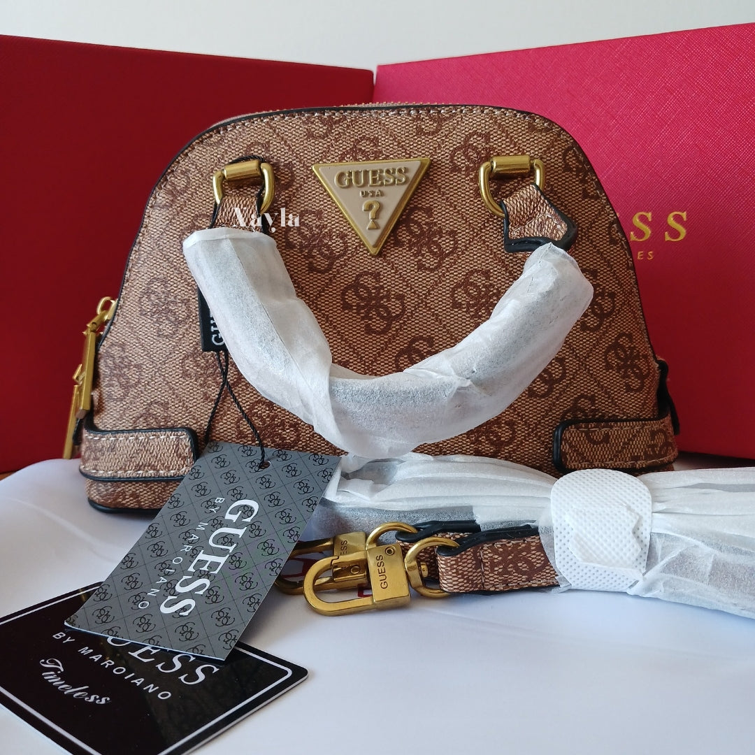 Mini Sac à main Guess - Beige Monogramme