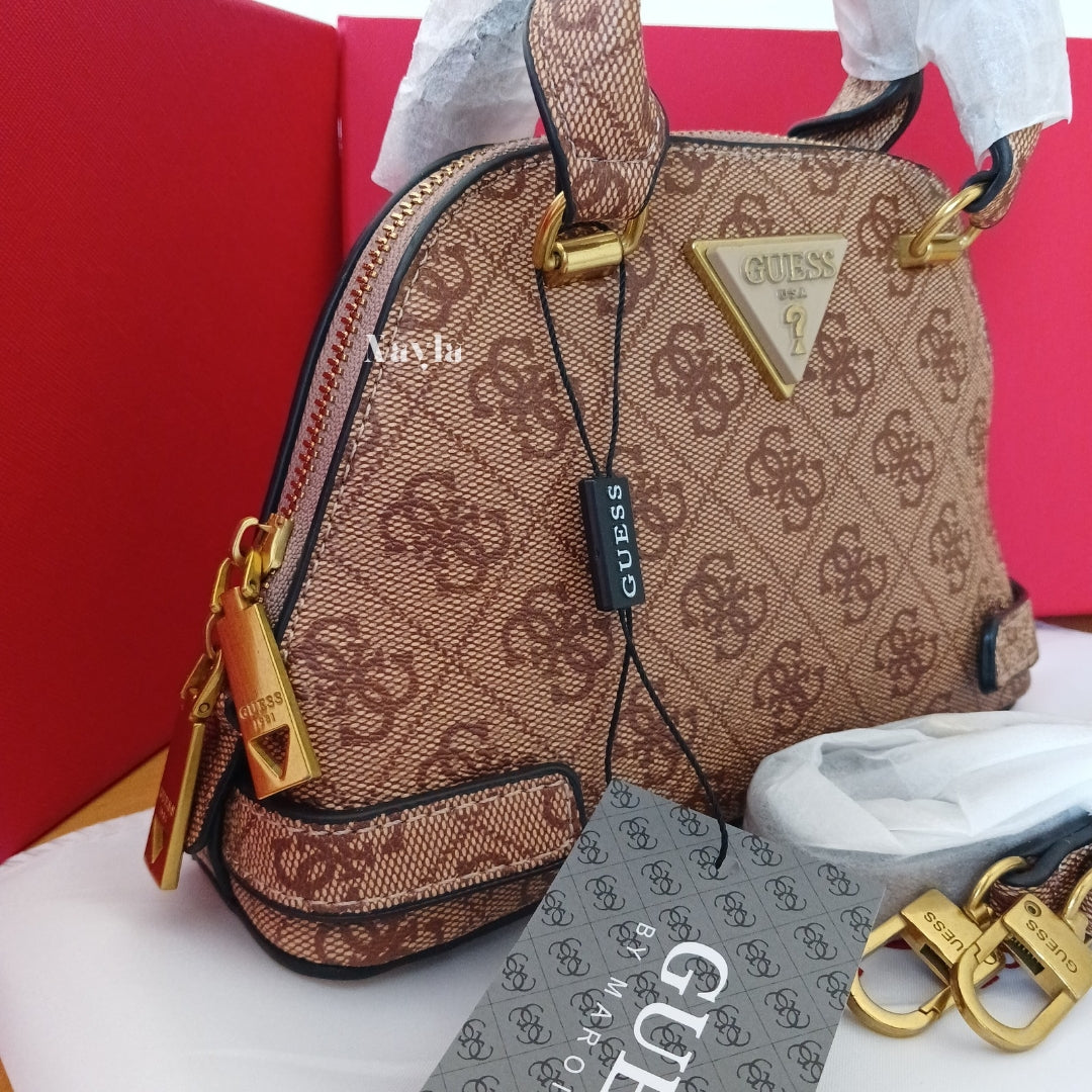Mini Sac à main Guess - Beige Monogramme