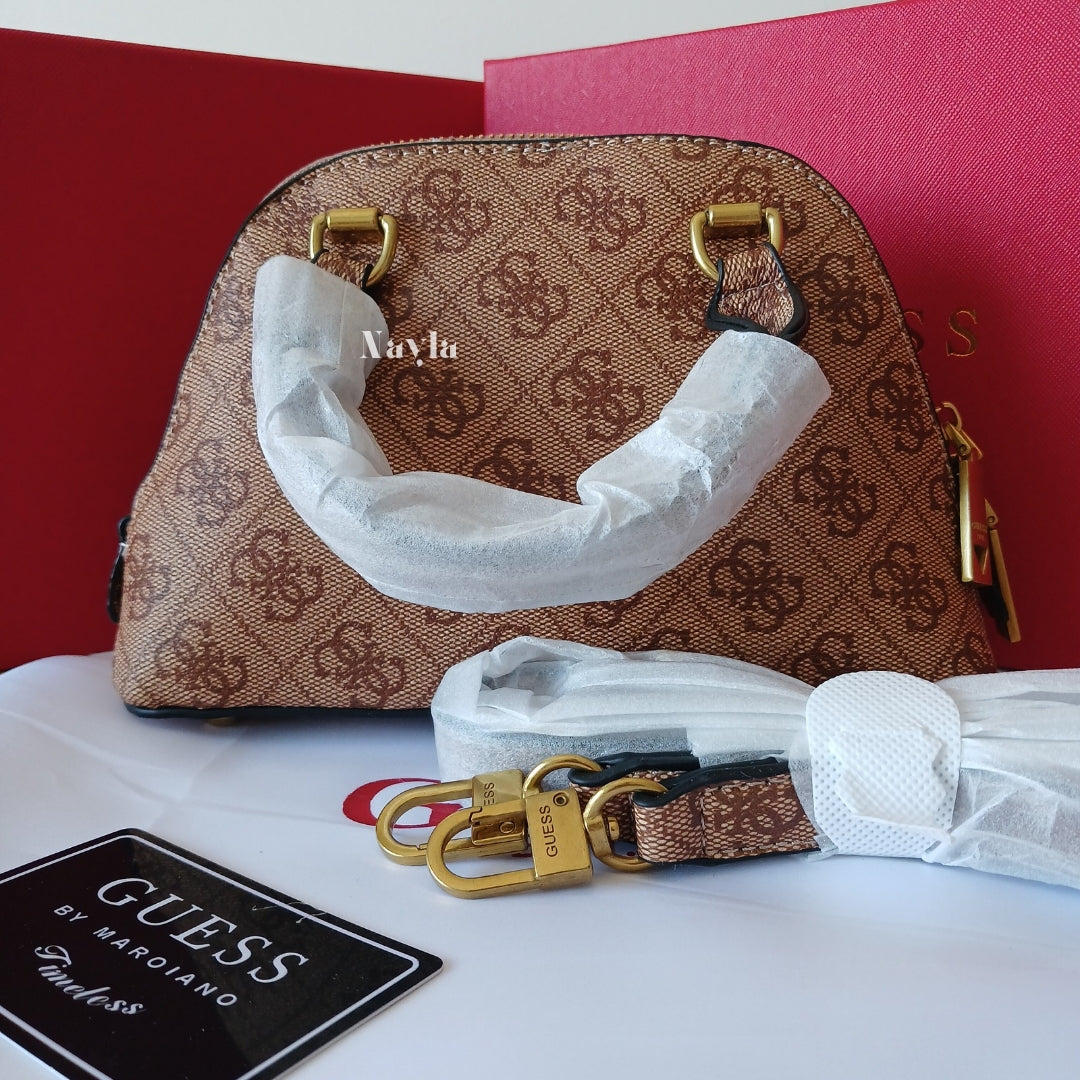 Mini Sac à main Guess - Beige Monogramme