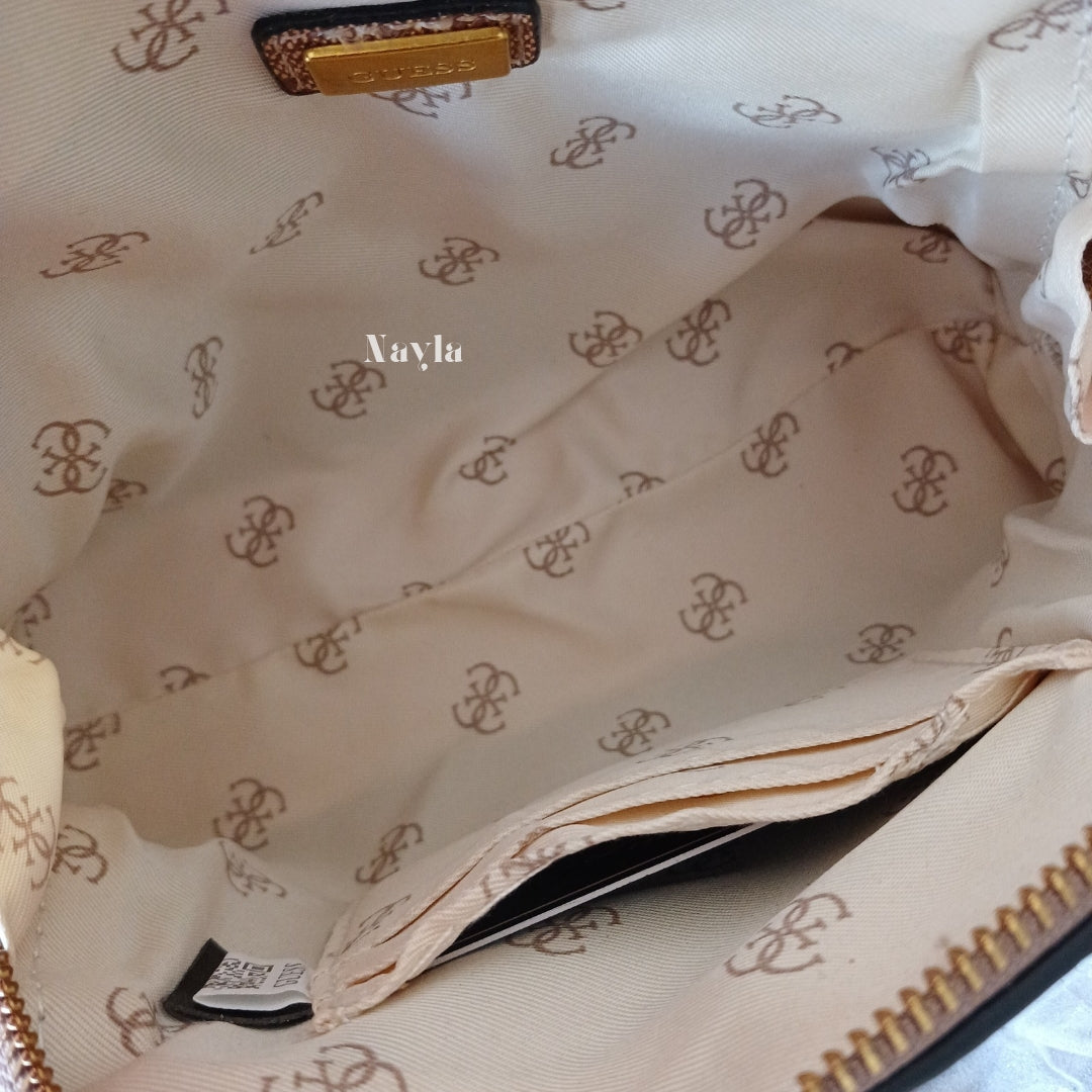 Mini Sac à main Guess - Beige Monogramme