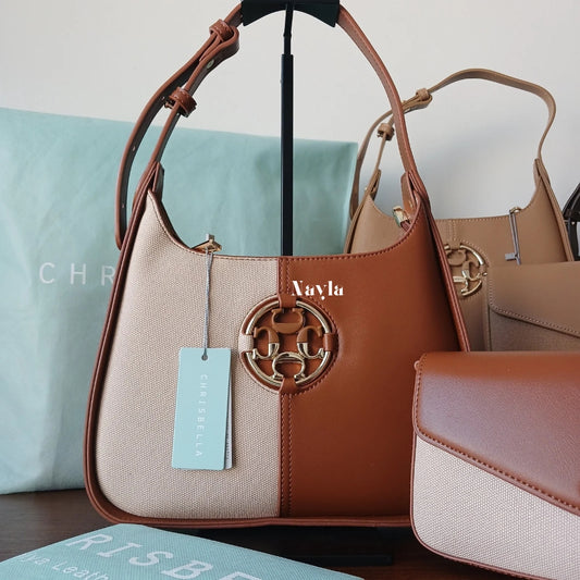 Sac porté épaule Chrisbella 2en1 + Pochette à chaîne dorée