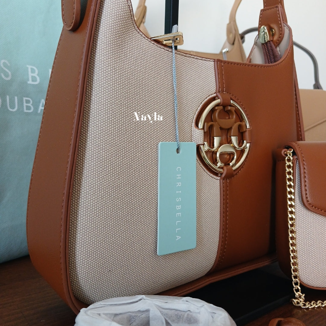 Sac porté épaule Chrisbella 2en1 + Pochette à chaîne dorée