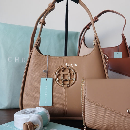 Sac porté épaule Chrisbella 2en1 + Pochette à chaîne dorée