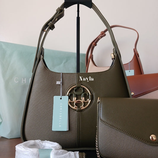 Sac porté épaule Chrisbella 2en1 + Pochette à chaîne dorée