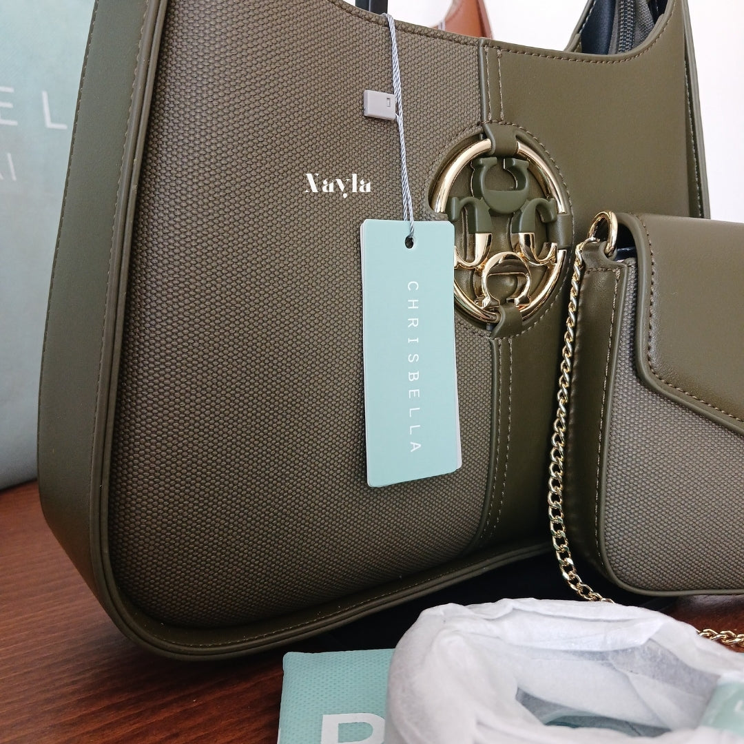 Sac porté épaule Chrisbella 2en1 + Pochette à chaîne dorée