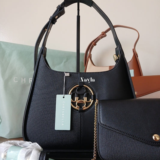Sac porté épaule Chrisbella 2en1 + Pochette à chaîne dorée